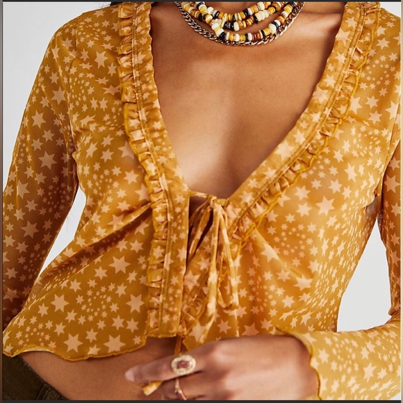 Free people starry top⭐️🧡🤍🧡🤍🧡 - Picture 2 of 5